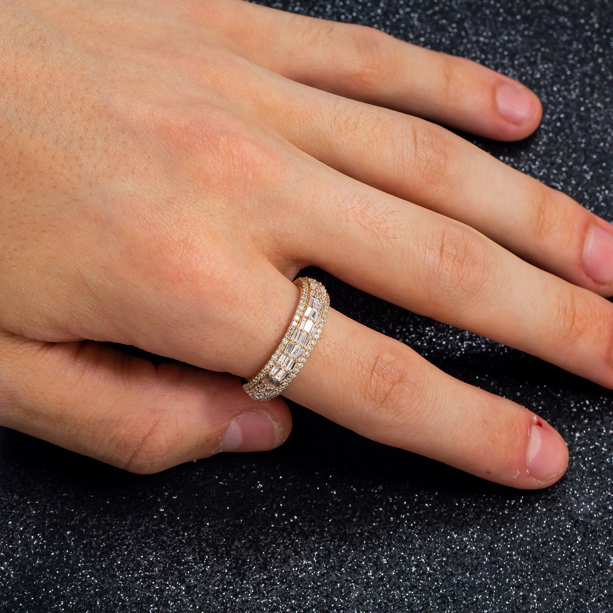 14K GOLD BAGUETTE DIAMOND MEN'S RING 1.00 CT