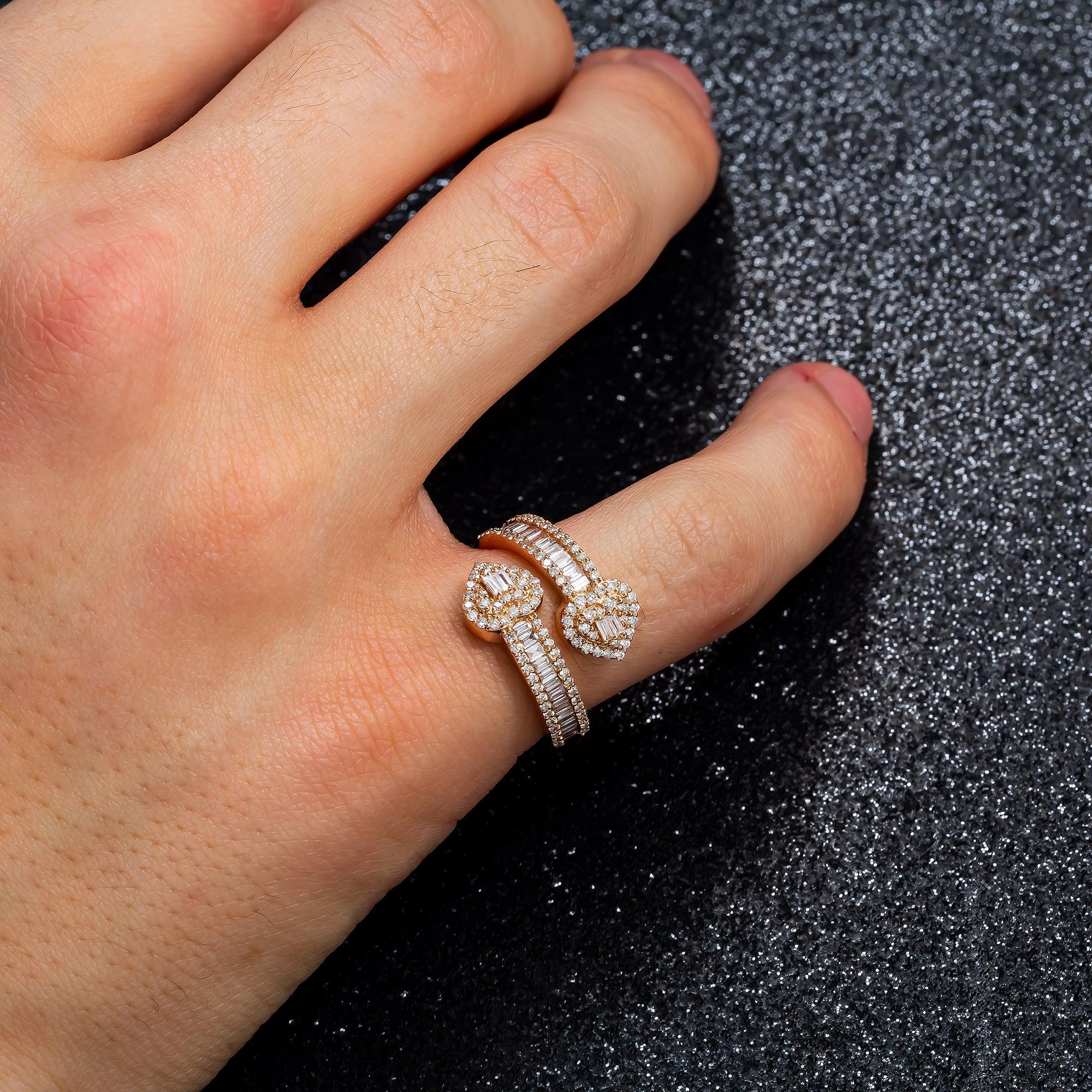 14K GOLD BAGUETTE DIAMOND MEN'S HEART SHAPED RING 1.02 CT