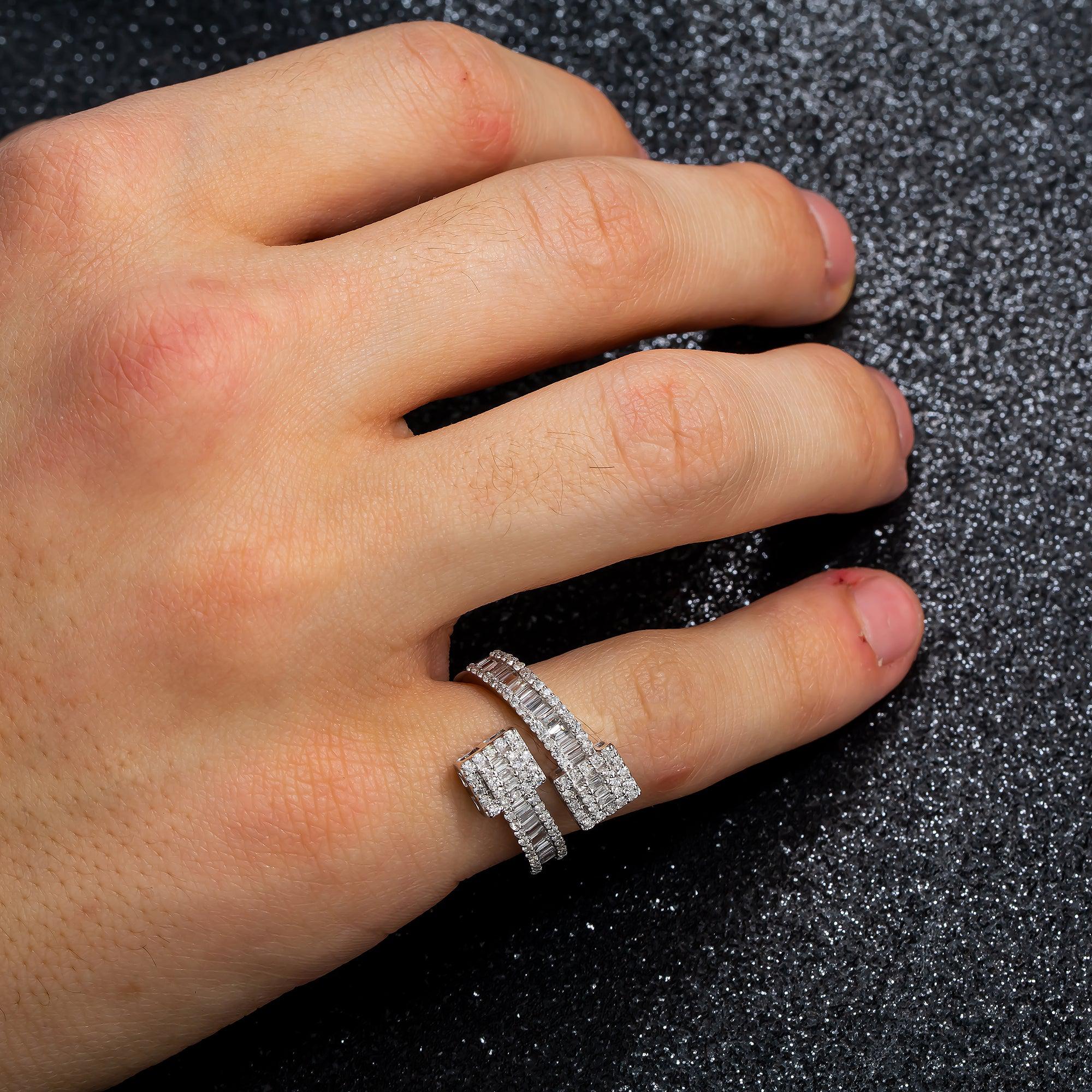 14K GOLD DIAMOND MEN'S SQUARE SHAPED RING 1.23 CT