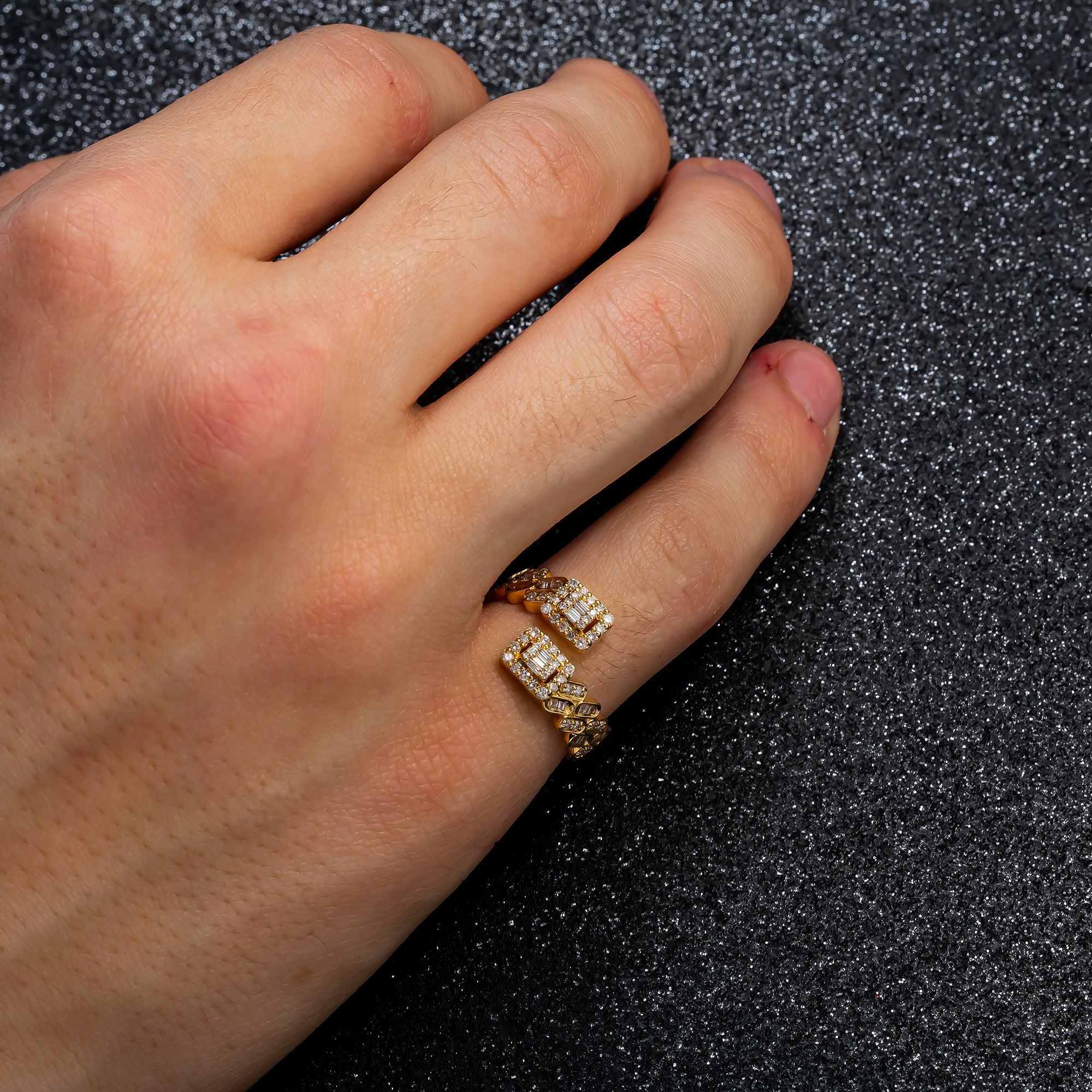 14K GOLD BAGUETTE DIAMOND SQUARE SHAPE RING 0.72 CT