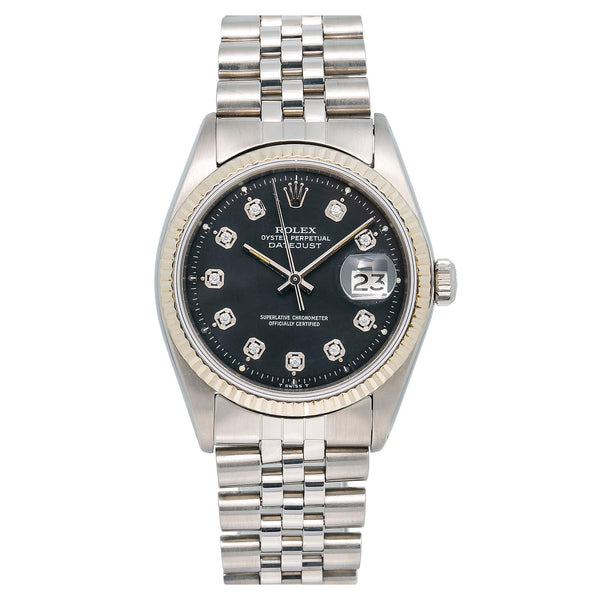 Rolex Datejust 1601 36MM Black Diamond Dial With Stainless Steel