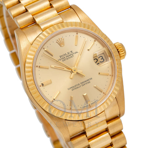 Rolex Datejust 68273 31MM Champagne Dial With Yellow Gold President Bracelet