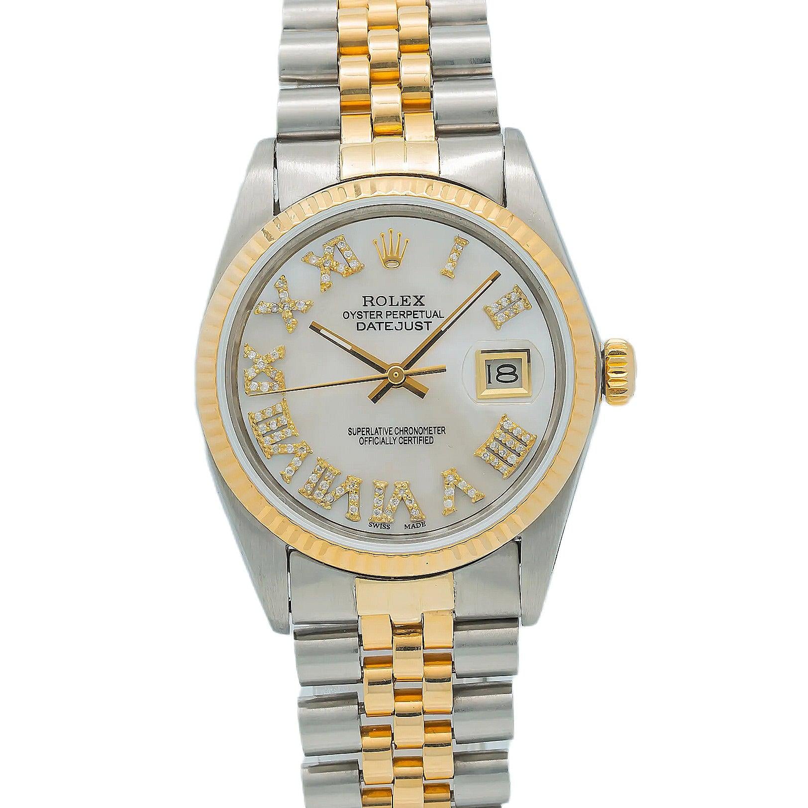 Rolex Datejust 31MM 68273 Mother of Pearl Roman Dial Yellow Gold Fluted Bezel Two Tone Jubilee Bracelet