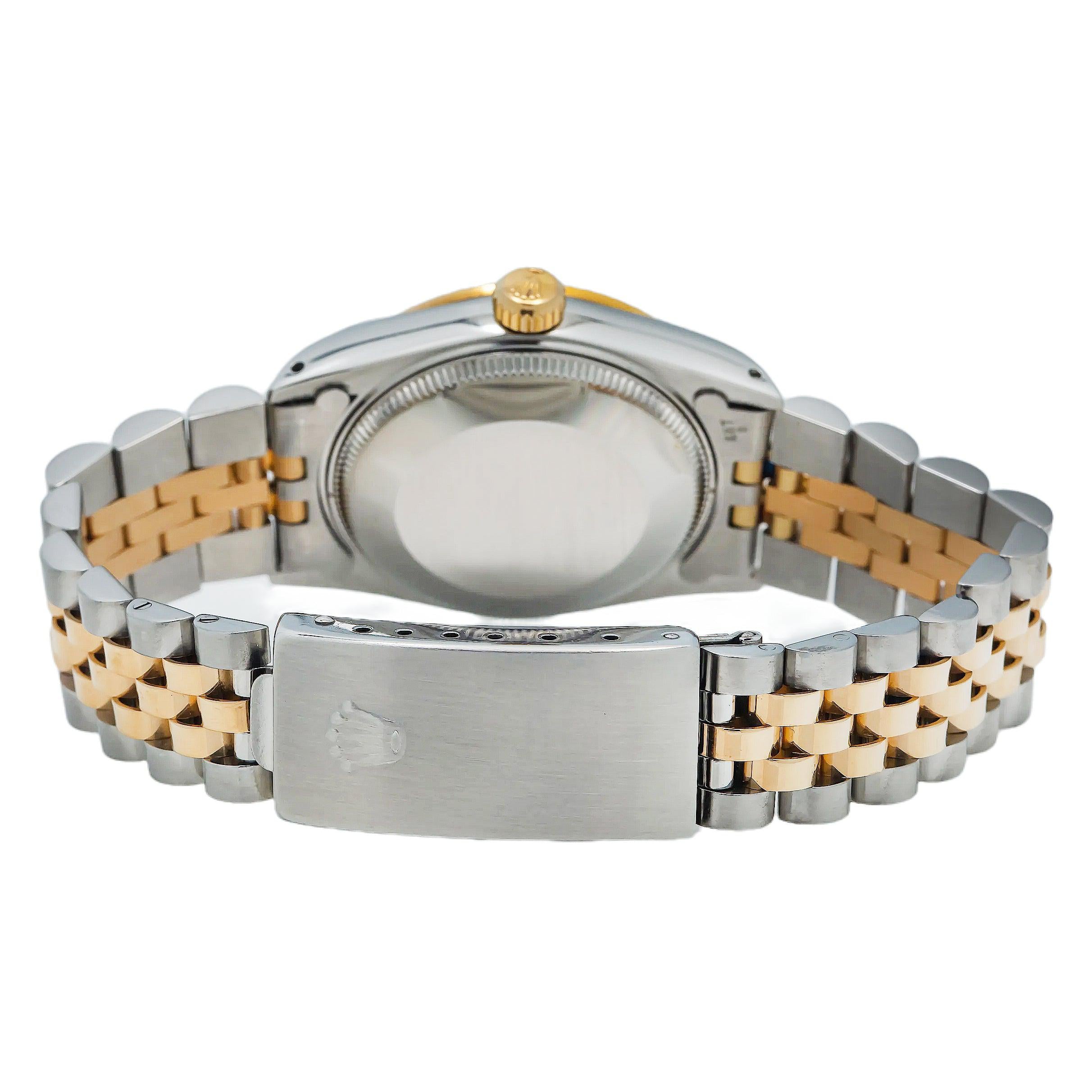 Rolex Datejust 36MM 16013 Mother of Pearl Diamond Dial Fluted Bezel Two Tone Yellow Gold Jubilee Bracelet