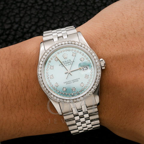 Rolex Datejust 16014 36MM Turquoise Diamond Dial With 1.20 CT Diamonds