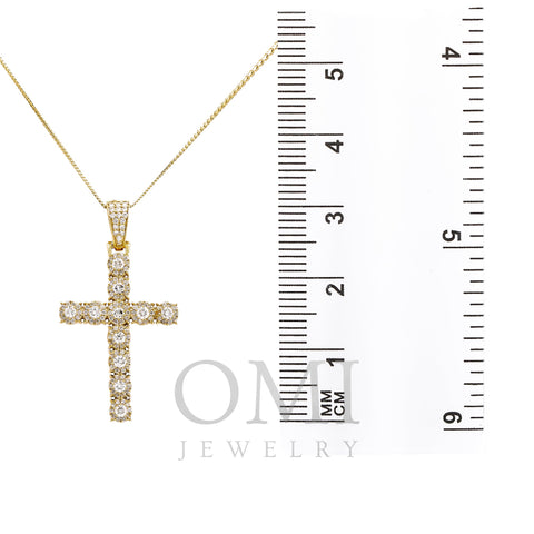 18K Yellow Gold Cross Women's Pendant with 1.95CT Diamonds