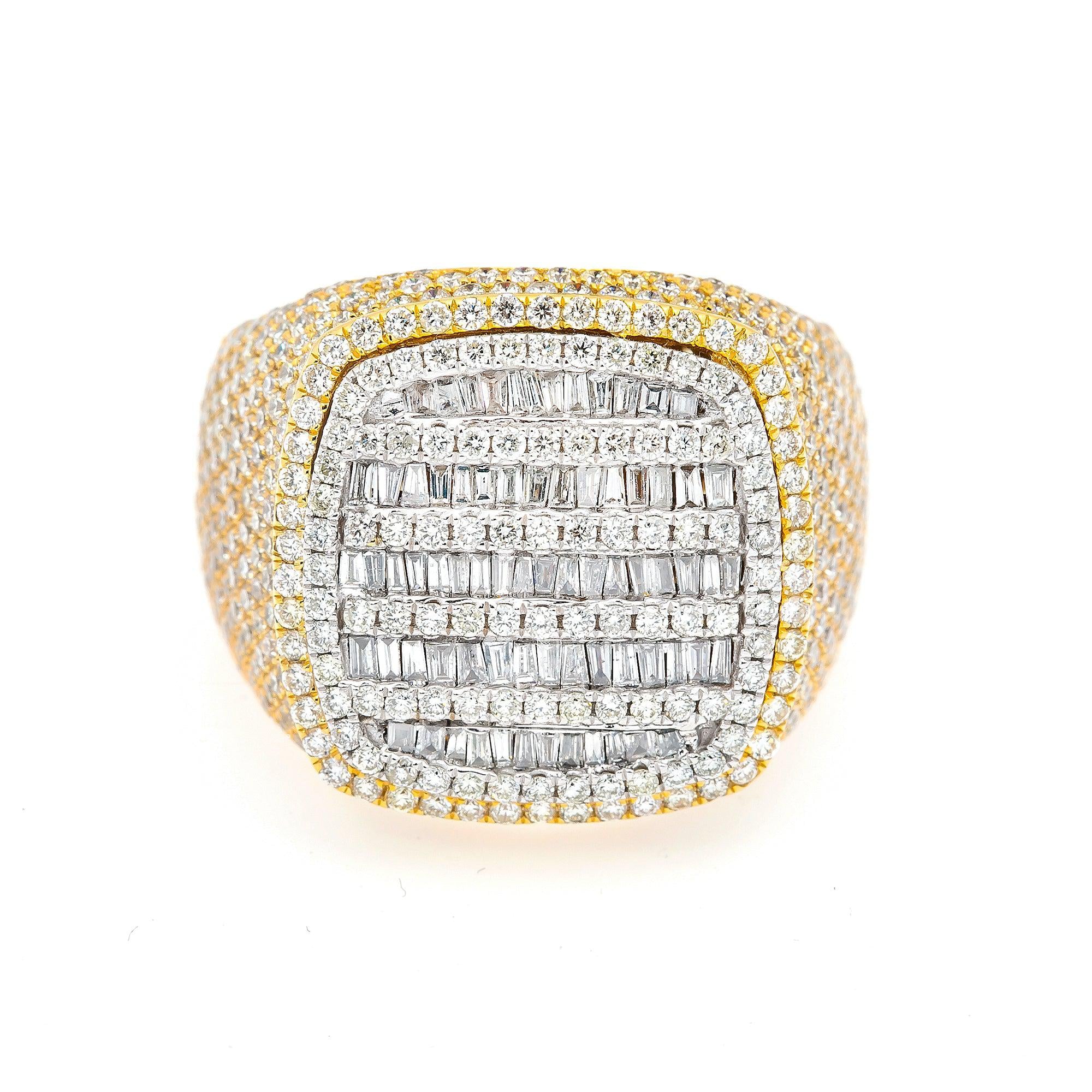 14K GOLD BAGUETTE DIAMOND SQUARE FACE RING 4.75 CTW