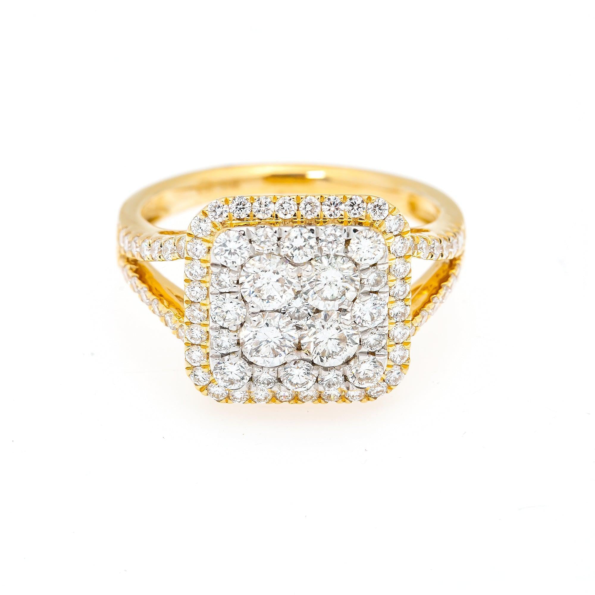 14K YELLOW GOLD LADIES ENGAGEMENT RING WITH 1.50 CT DIAMONDS