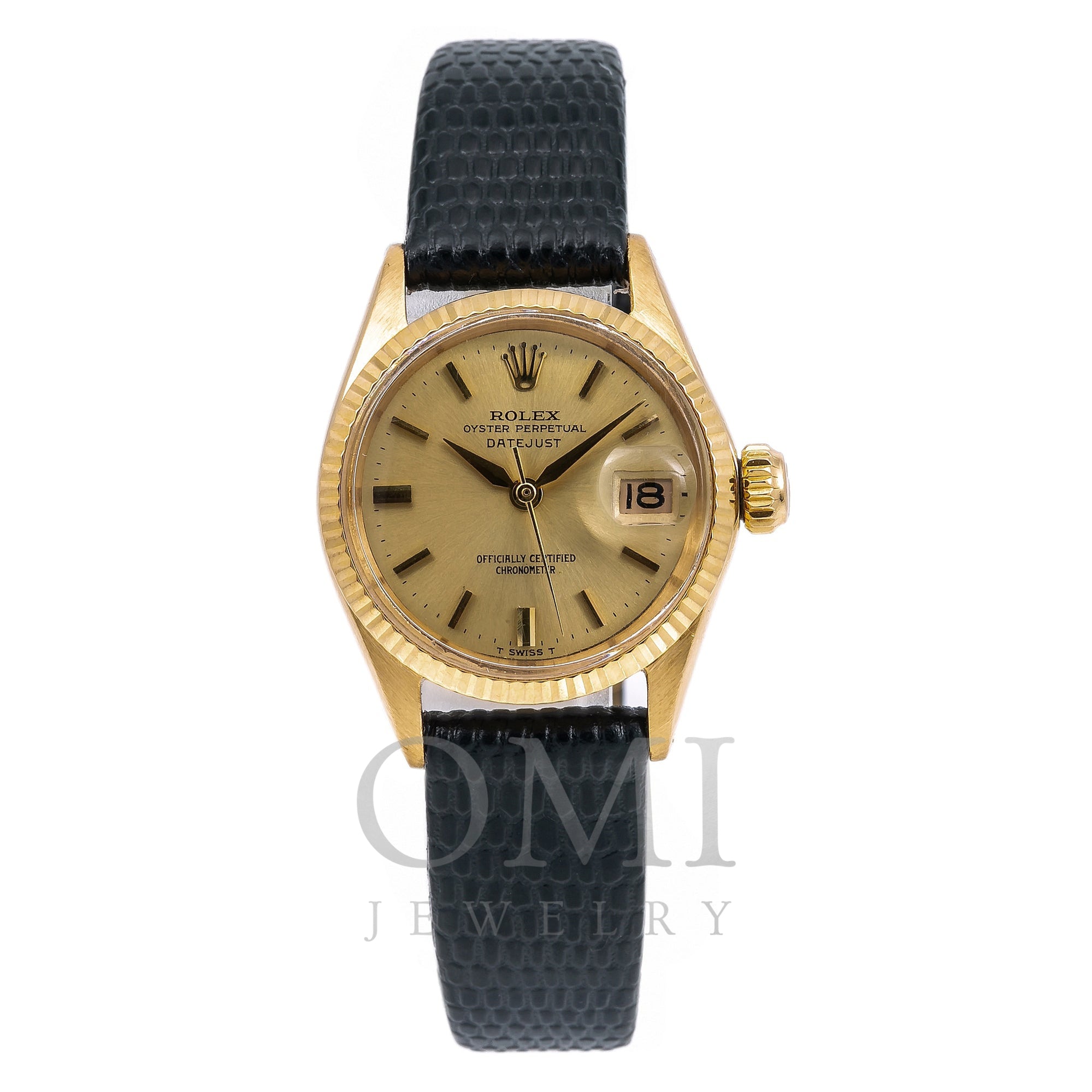 kyst baggrund ven Rolex Datejust 6517 26MM Champagne Dial With Leather Bracelet - OMI Jewelry