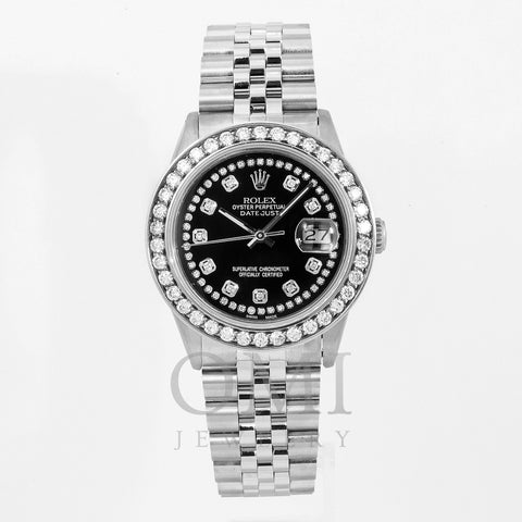 Rolex Datejust 16030 36MM Black Diamond Dial With 1.50 CT Diamonds