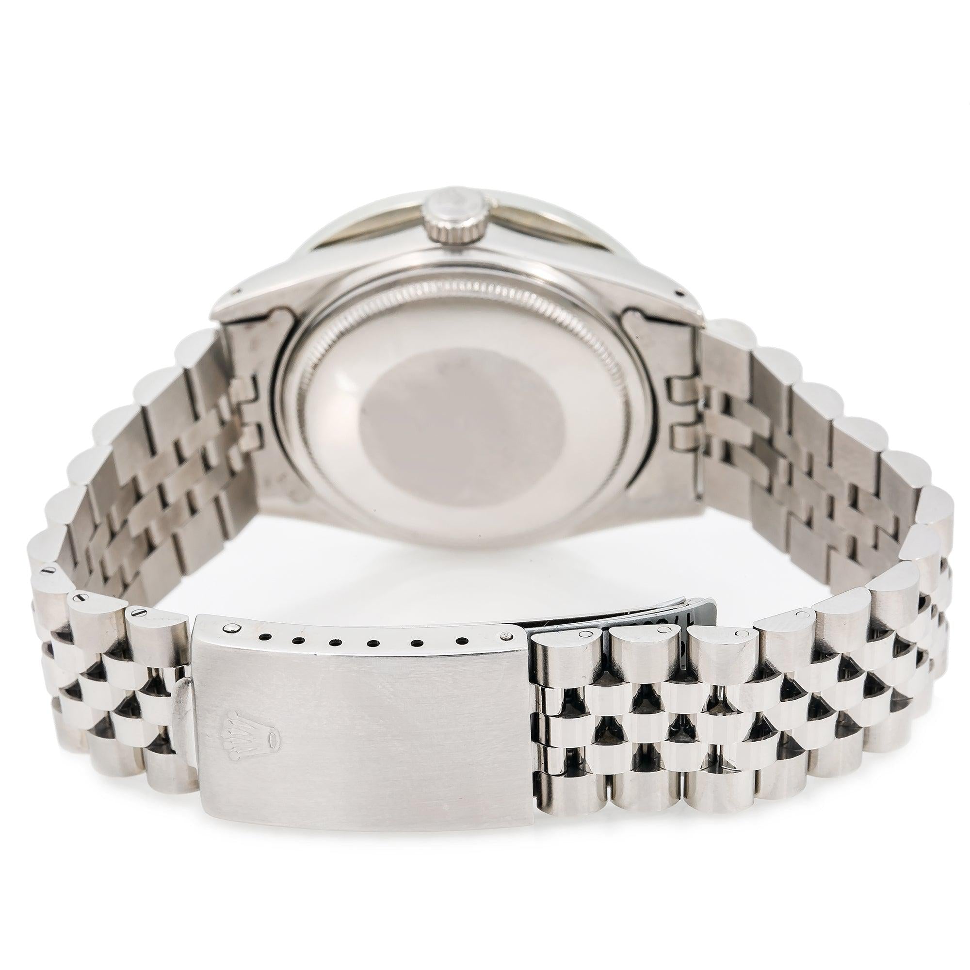 Rolex Datejust 36MM 16030 Black Diamond Dial Diamond Bezel Stainless Steel Jubilee Bracelet 1.5ct