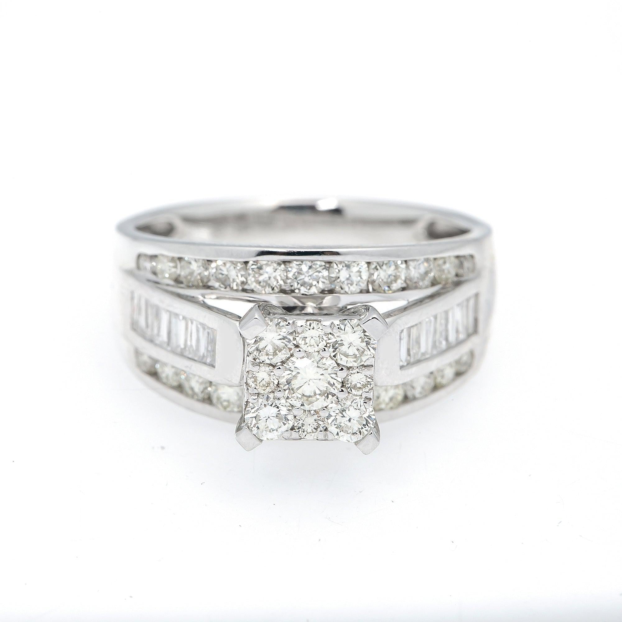 14K WHITE GOLD ENGAGEMENT LADIES RING WITH 1.75 CT DIAMONDS