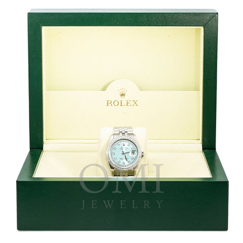 Rolex Datejust 16014 36MM Turquoise Diamond Dial With 1.20 CT Diamonds