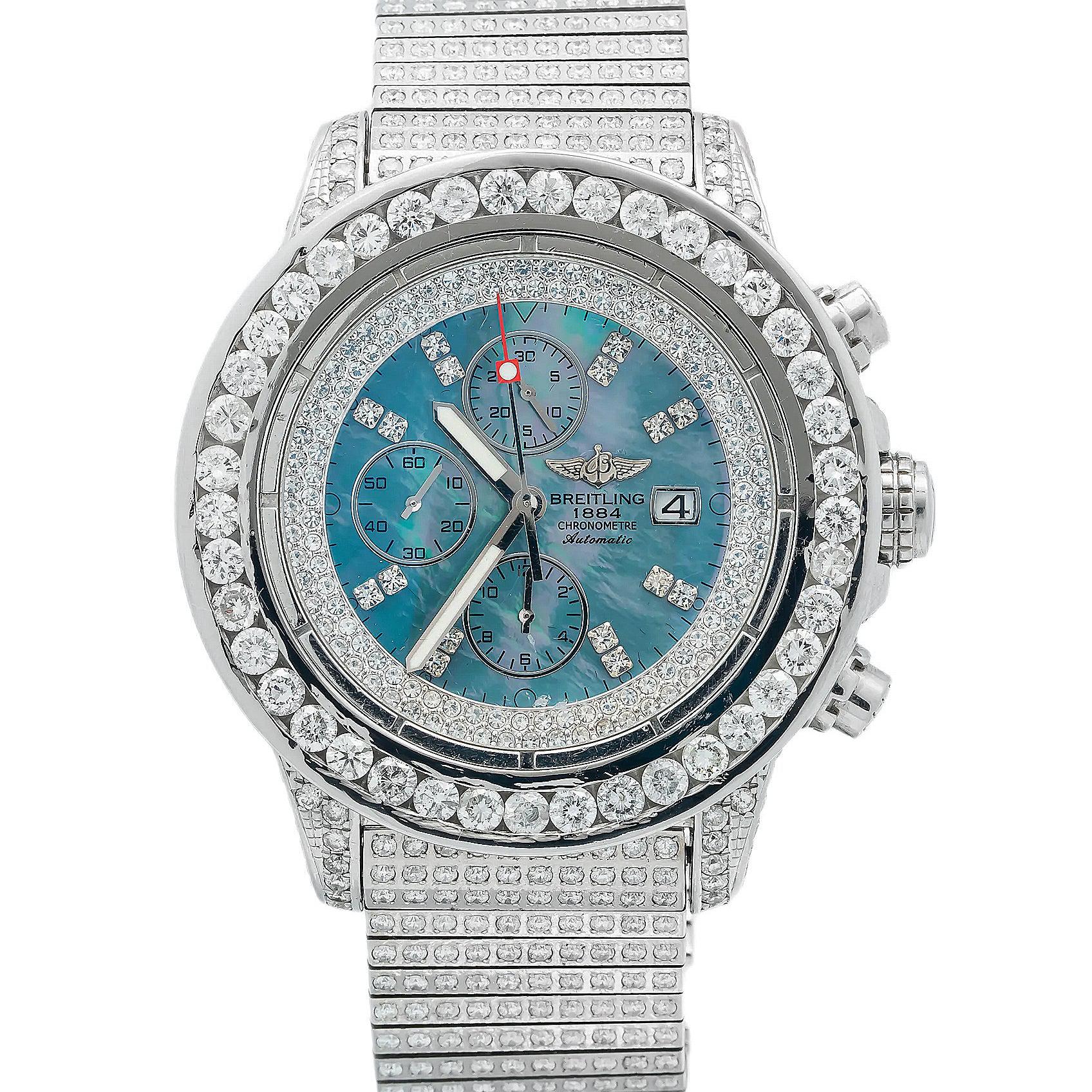 Breitling Super Avenger A13370 48MM Blue Mother Of Pearl Diamond