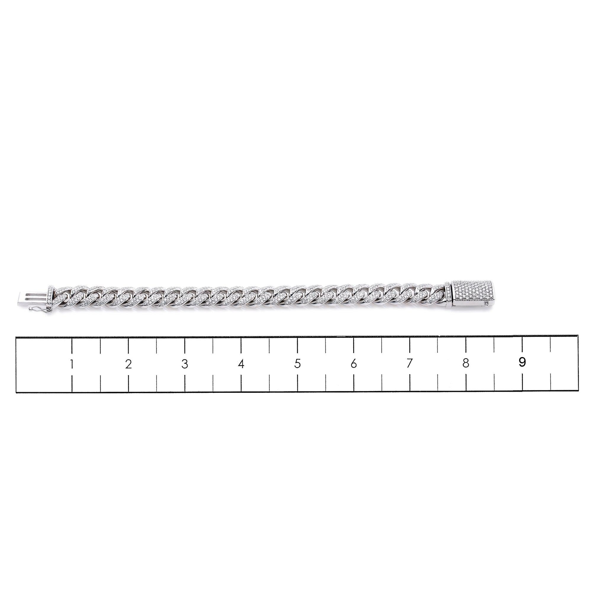 14K WHITE GOLD 11MM / 8.6" CUBAN LINK BRACELET WITH DIAMONDS
