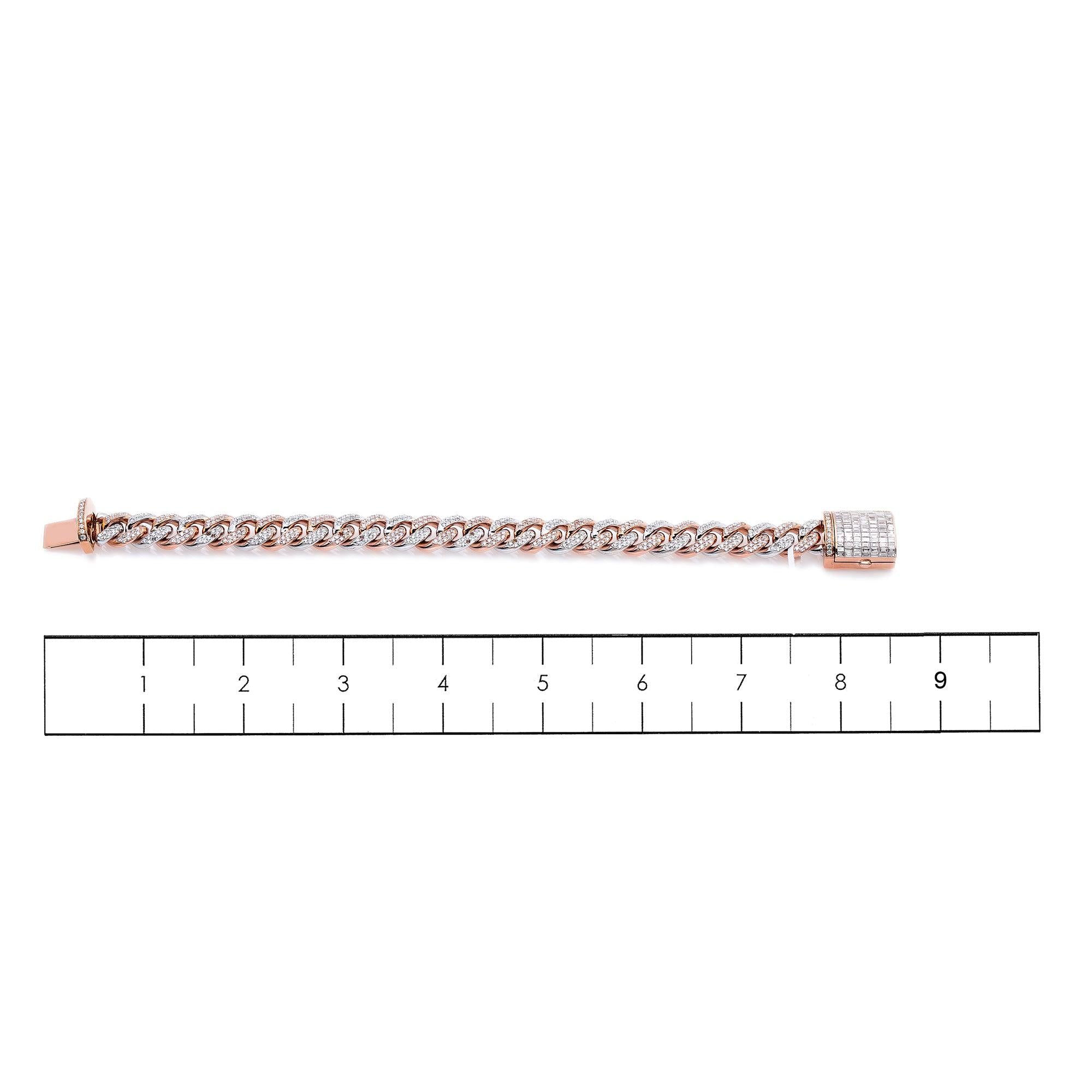 14K GOLD TWO-TONE 10MM / 8.6" CUBAN BRACELET WITH DIAMONDS