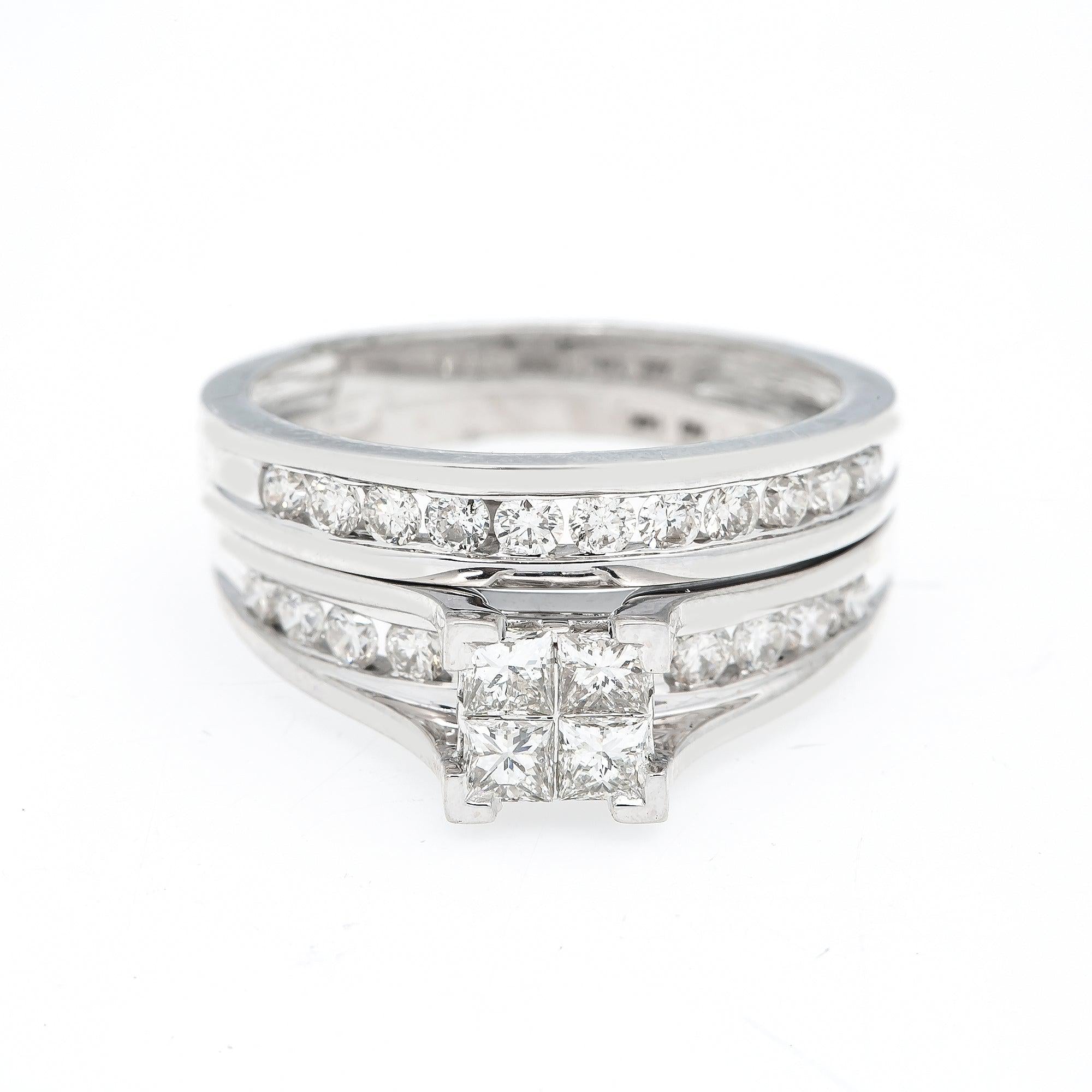 14K WHITE GOLD BRIDAL RING SET WITH 1.00 CT DIAMONDS