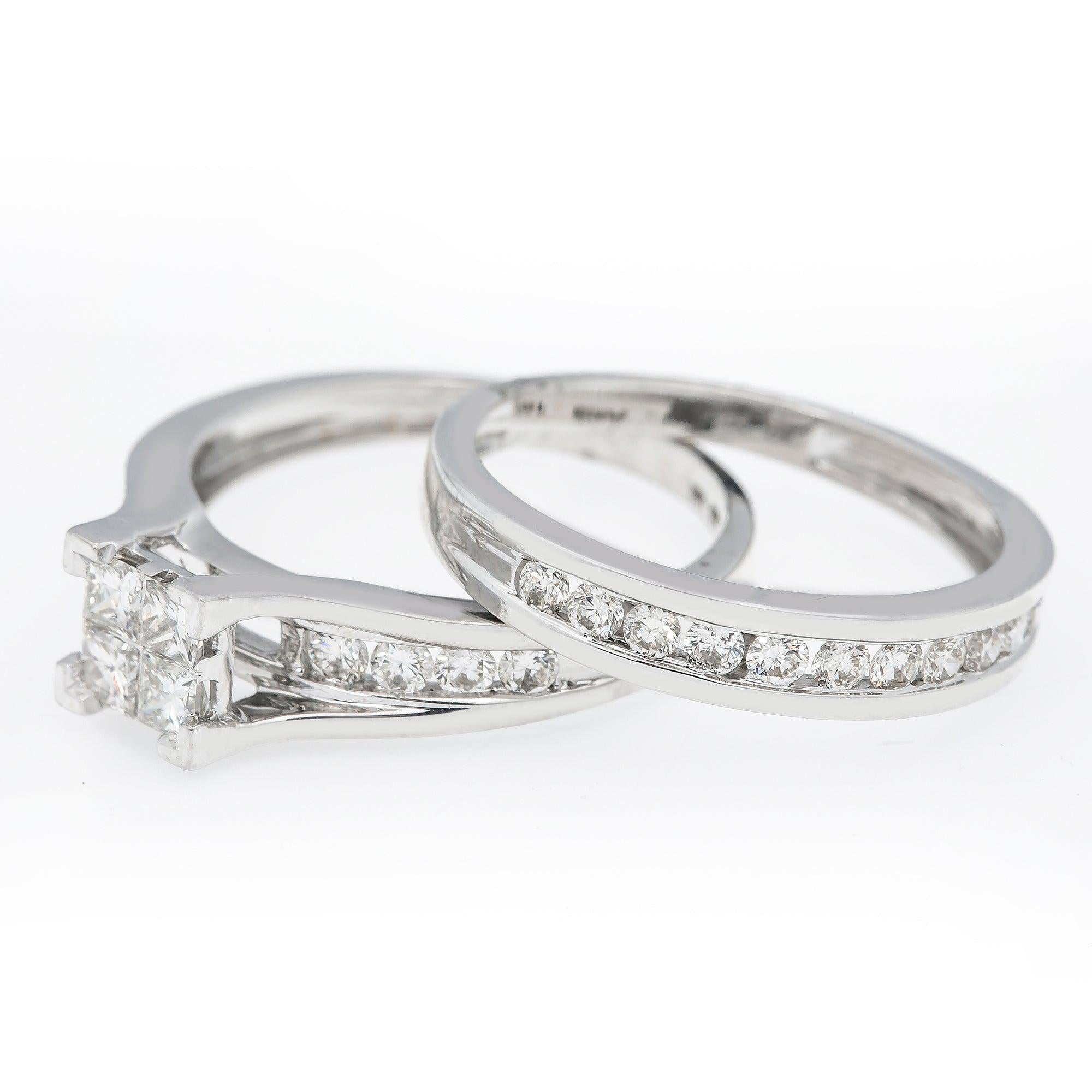 14K WHITE GOLD BRIDAL RING SET WITH 1.00 CT DIAMONDS