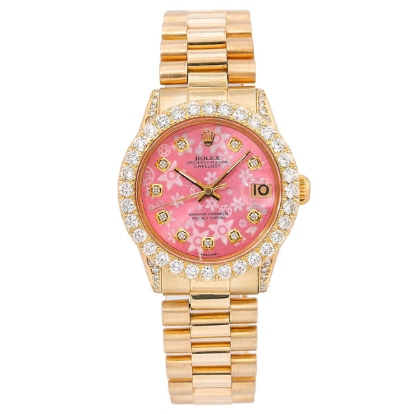 純正新品ROLEX18金ピンクゴールドコマ2シルバーピンクゴールド。OYSTER Rolex Datejust 31MM 68278 Pink Floral Diamond Dial Diamond Bezel