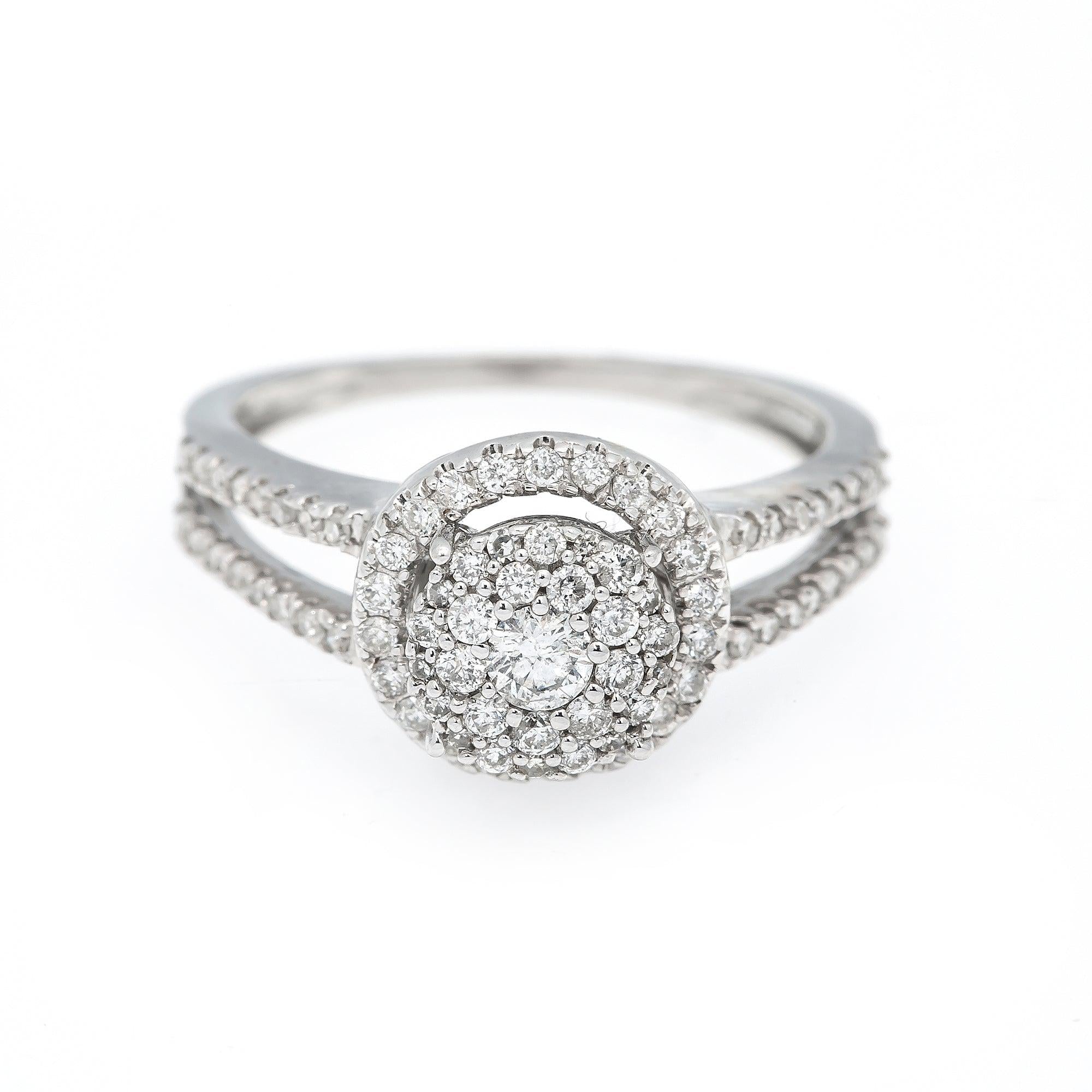 14K WHITE GOLD ENGAGEMENT LADIES RING WITH 0.75 CT DIAMONDS