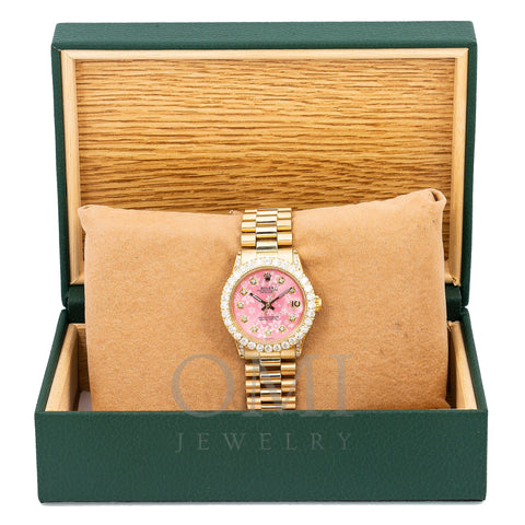 Rolex Oyster Perpetual DateJust 31MM Pink Diamond Dial With Yellow Gold President Bracelet