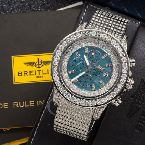 Breitling Super Avenger A13370 48MM Blue Mother Of Pearl Diamond Dial