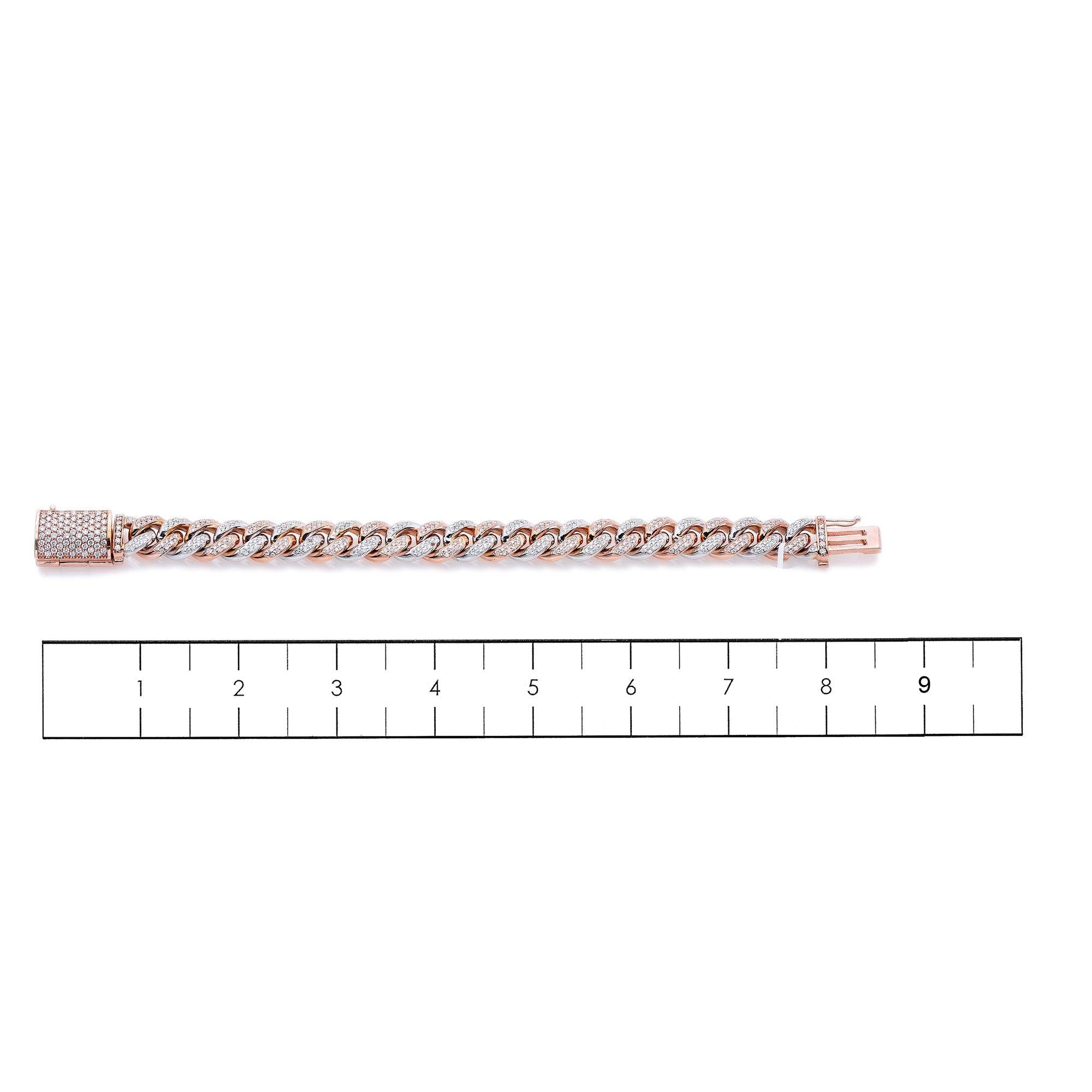 14K GOLD TWO-TONE CUBAN BRACELET WITH DIAMONDS