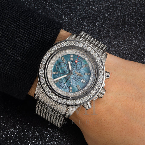 Breitling Super Avenger A13370 48MM Blue Mother Of Pearl Diamond Dial