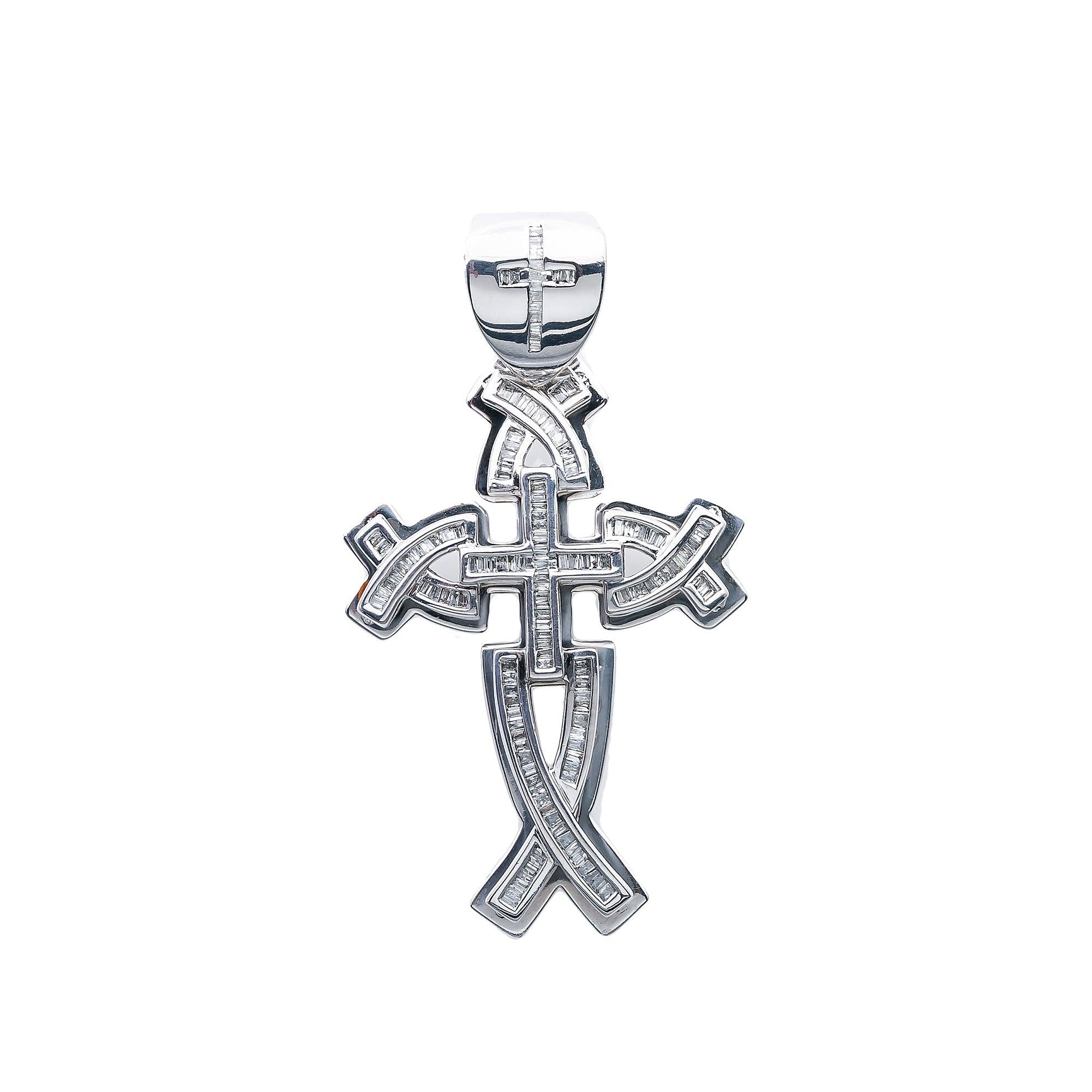 14k White Gold Diamond Cross Pendant