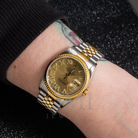 Rolex Datejust 16233 36MM Champagne Diamond Dial With Two Tone Bracelet