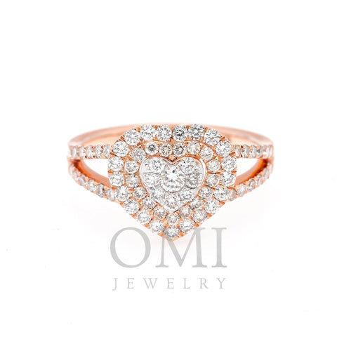 14K ROSE GOLD CLUSTER HEART ENAGEMENT RING WITH 1.55 CT DIAMONDS