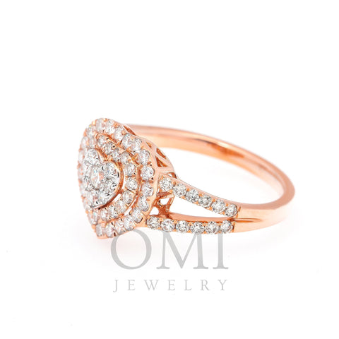 14K ROSE GOLD CLUSTER HEART ENAGEMENT RING WITH 1.55 CT DIAMONDS