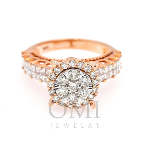 14K ROSE GOLD CLUSTER LADIES ENAGEMENT RING WITH 2.55 CT DIAMONDS