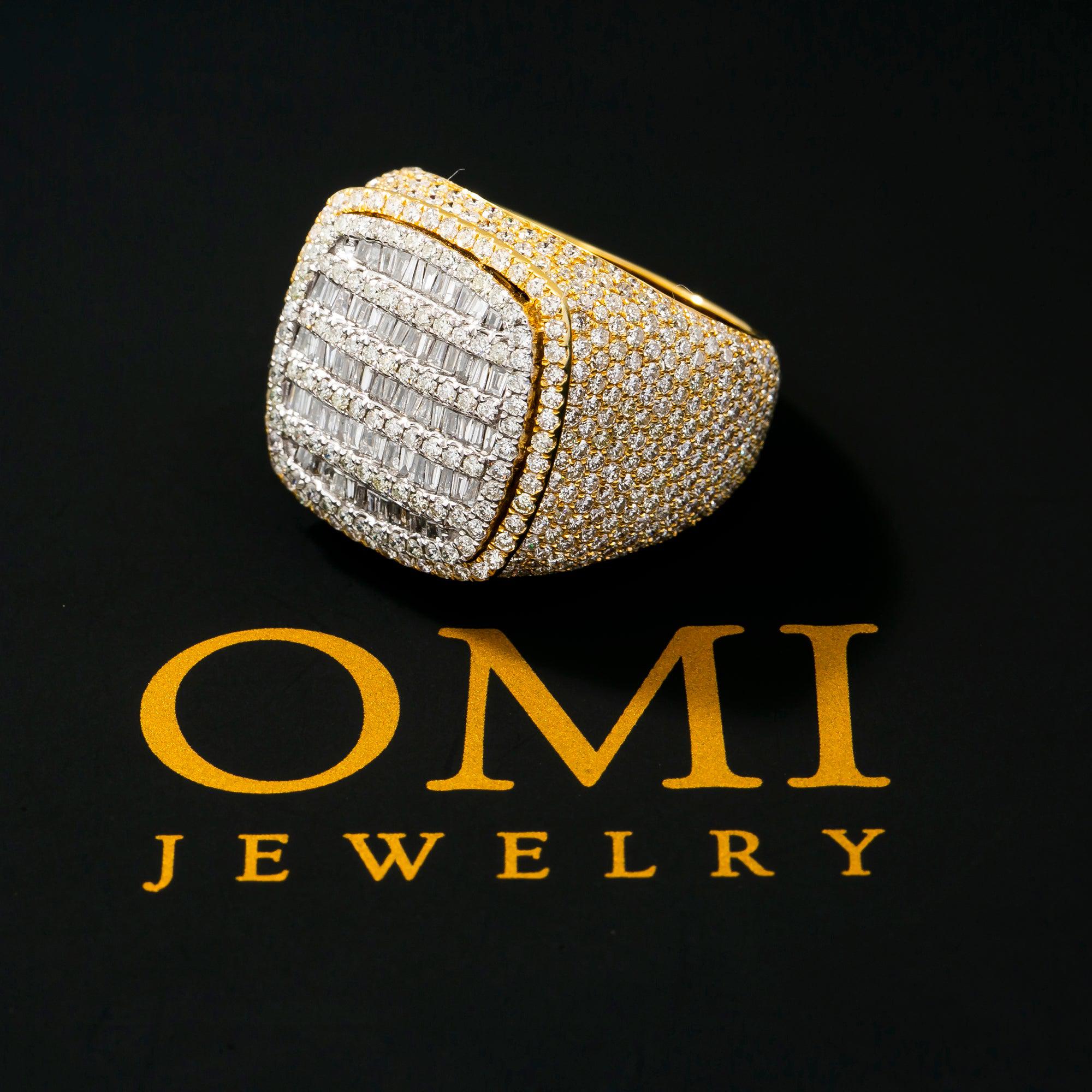 14K GOLD BAGUETTE DIAMOND SQUARE FACE RING 4.75 CTW