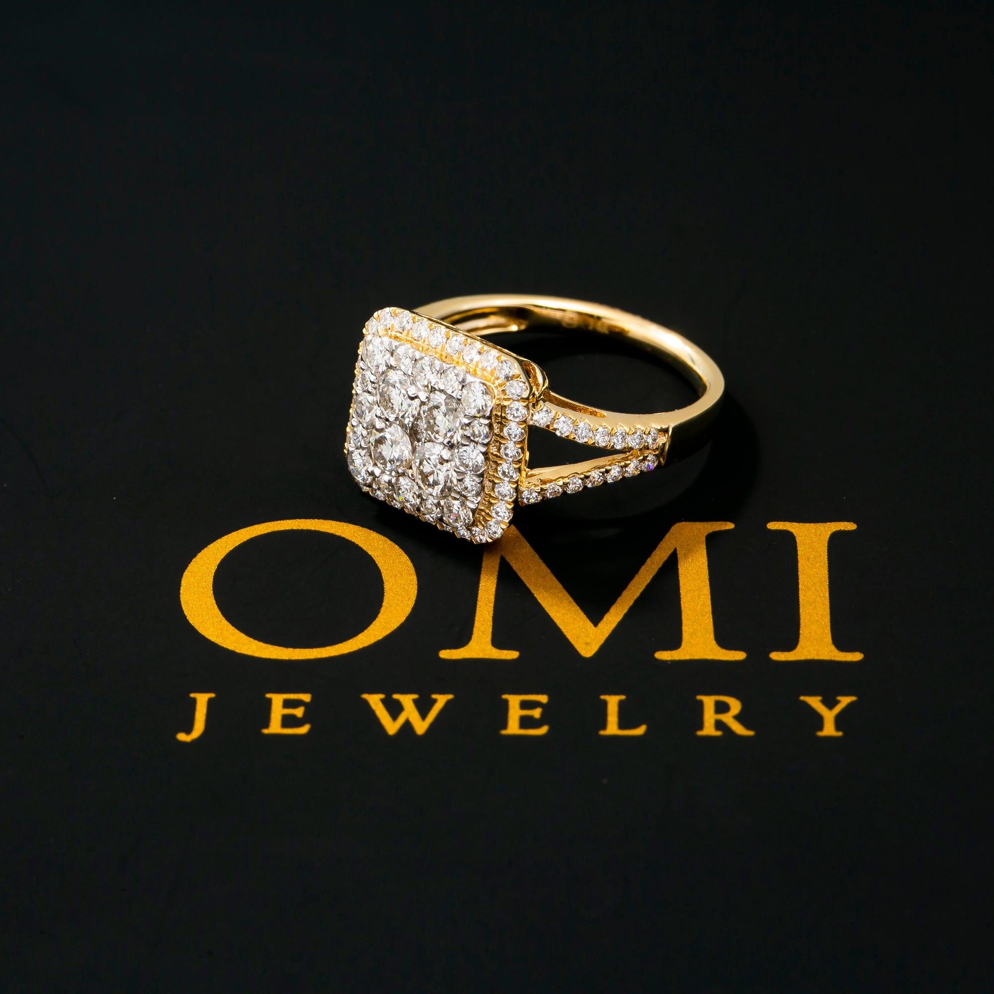 14K YELLOW GOLD LADIES ENGAGEMENT RING WITH 1.50 CT DIAMONDS