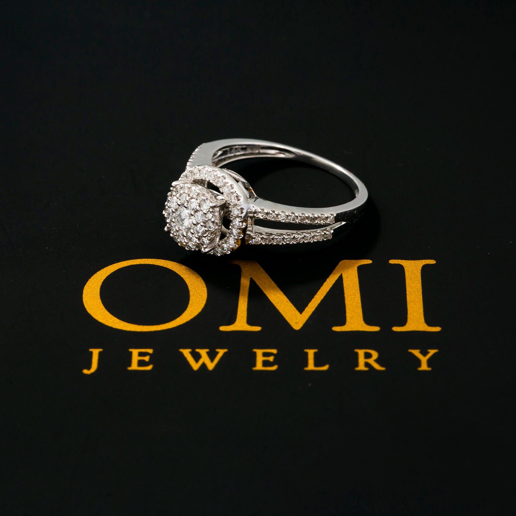 14K WHITE GOLD ENGAGEMENT LADIES RING WITH 0.75 CT DIAMONDS