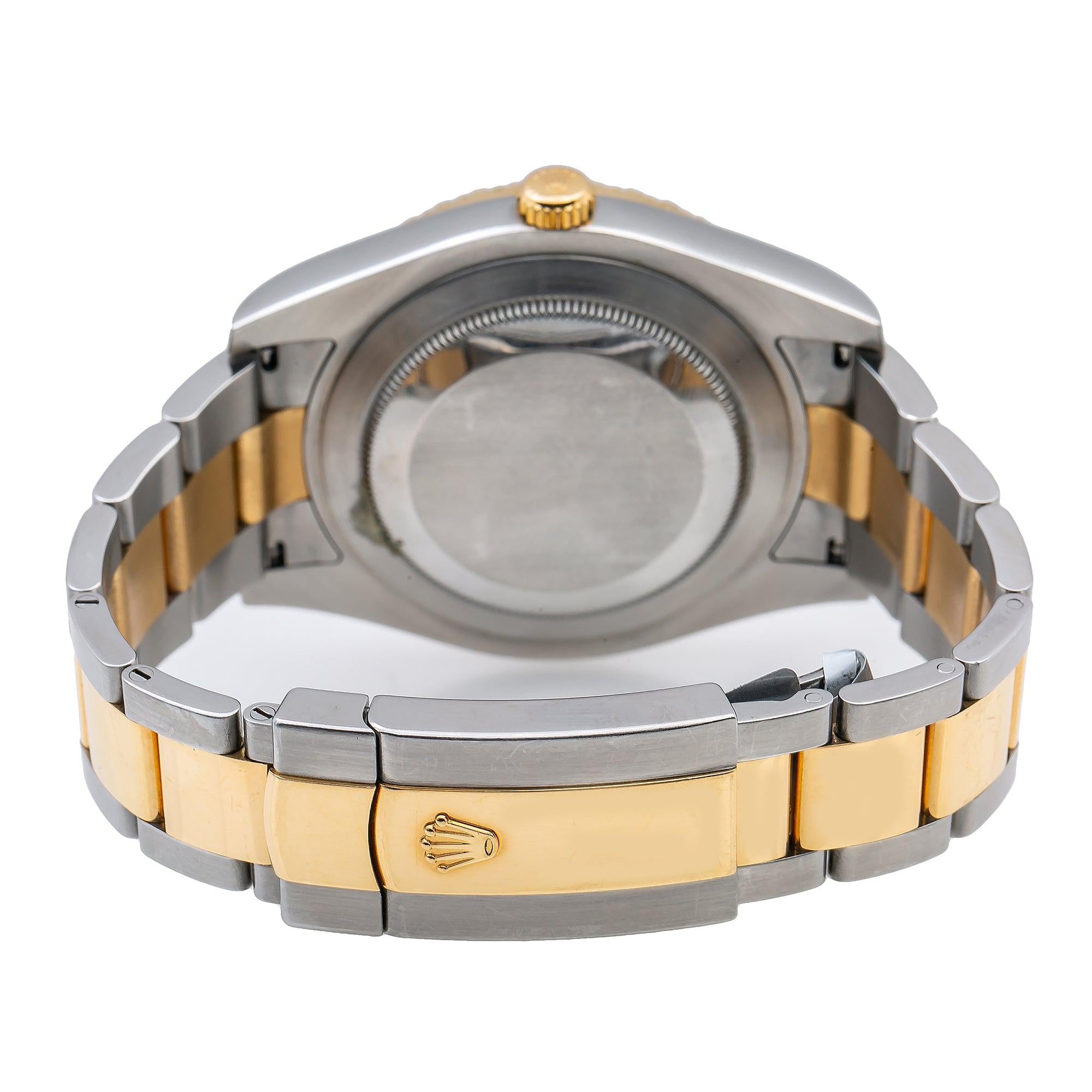 Rolex Datejust II 41MM 116333 Red Roman Diamond Dial Diamond Bezel Two Tone Yellow Gold Oyster Bracelet