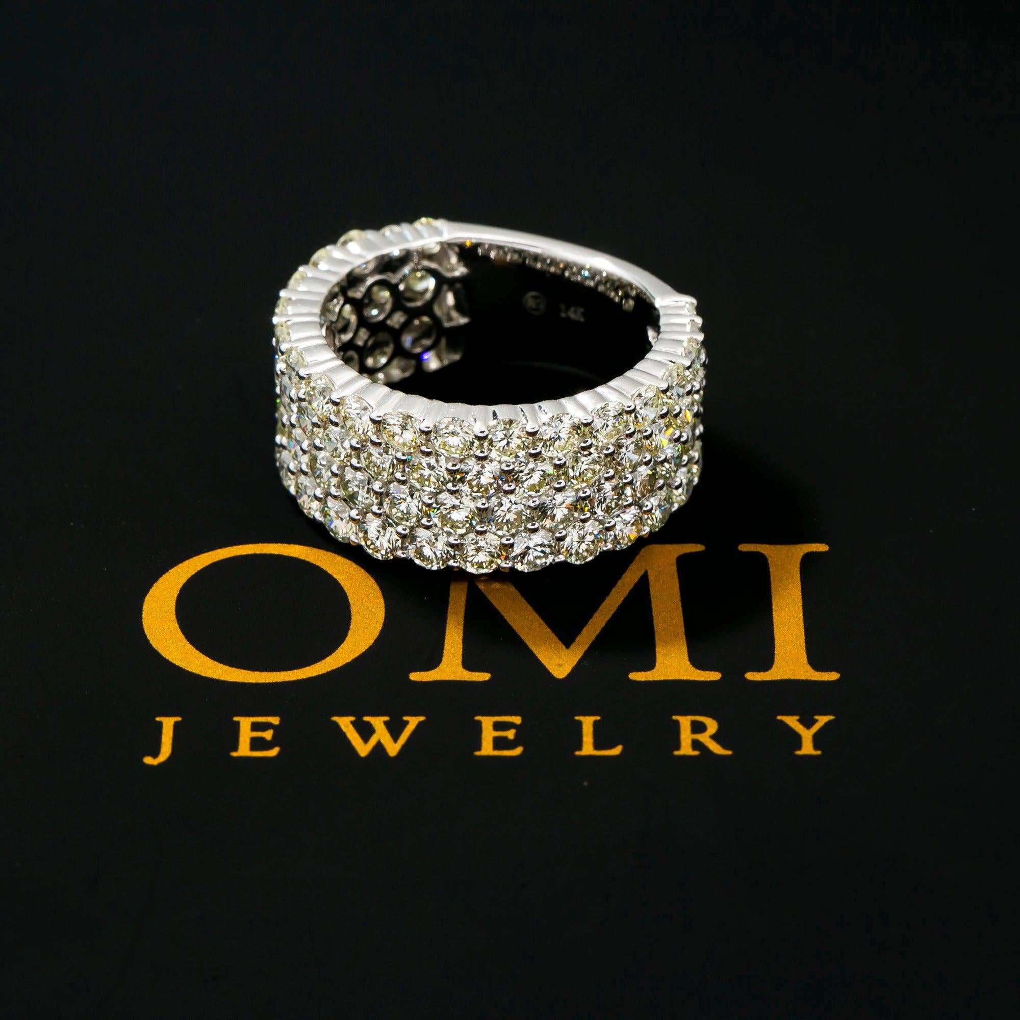 14K WHITE GOLD 4 ROW DIAMOND RING 7.0 CT