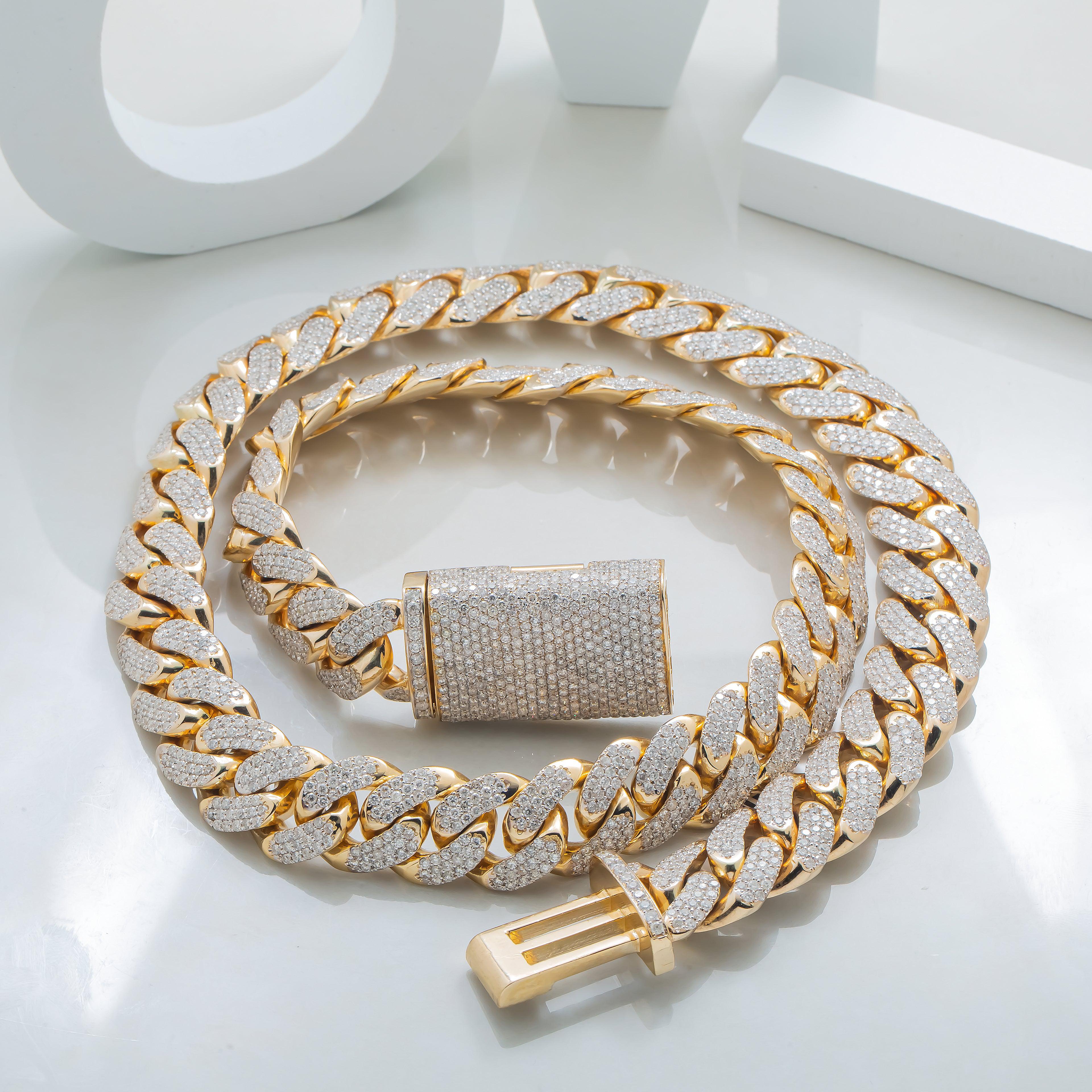 14K GOLD DIAMOND 15MM CUBAN LINK CHAIN 32.20 CT