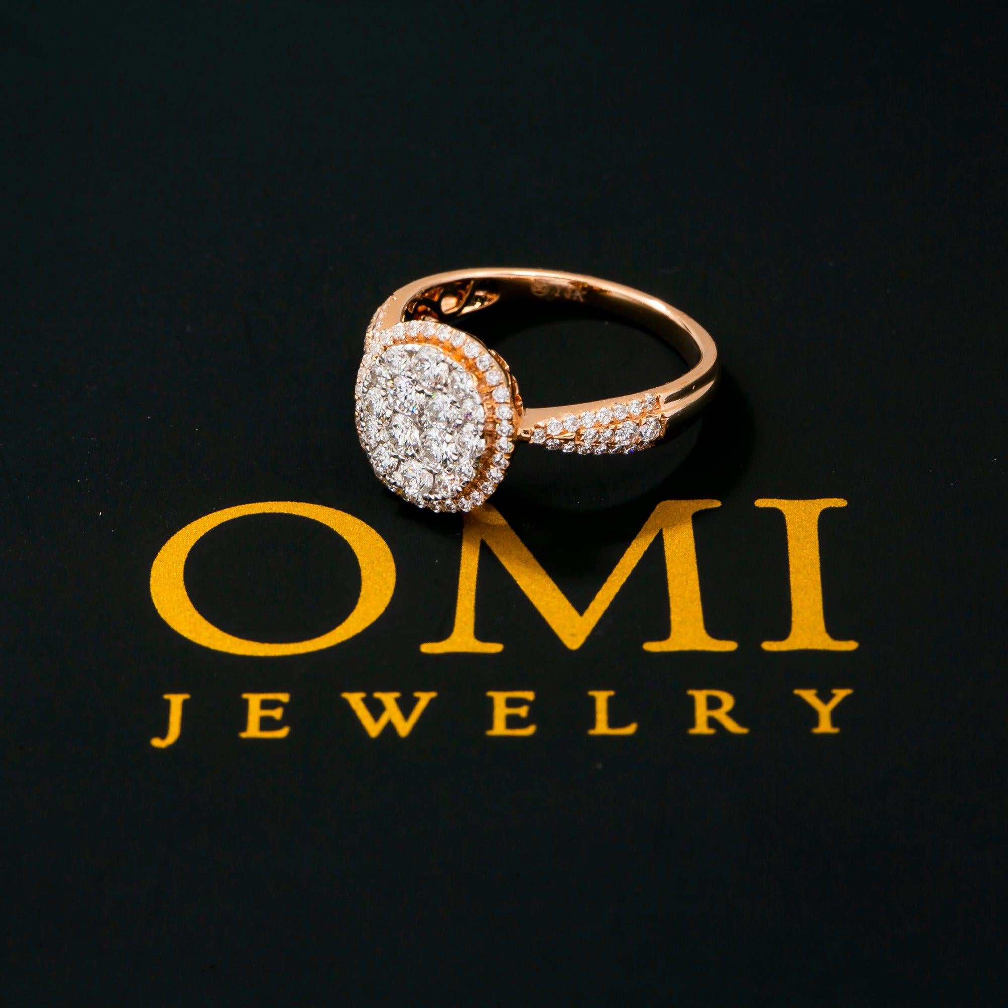 14K ROSE GOLD CLUSTER ENAGEMENT RING WITH 1.5 CT DIAMONDS