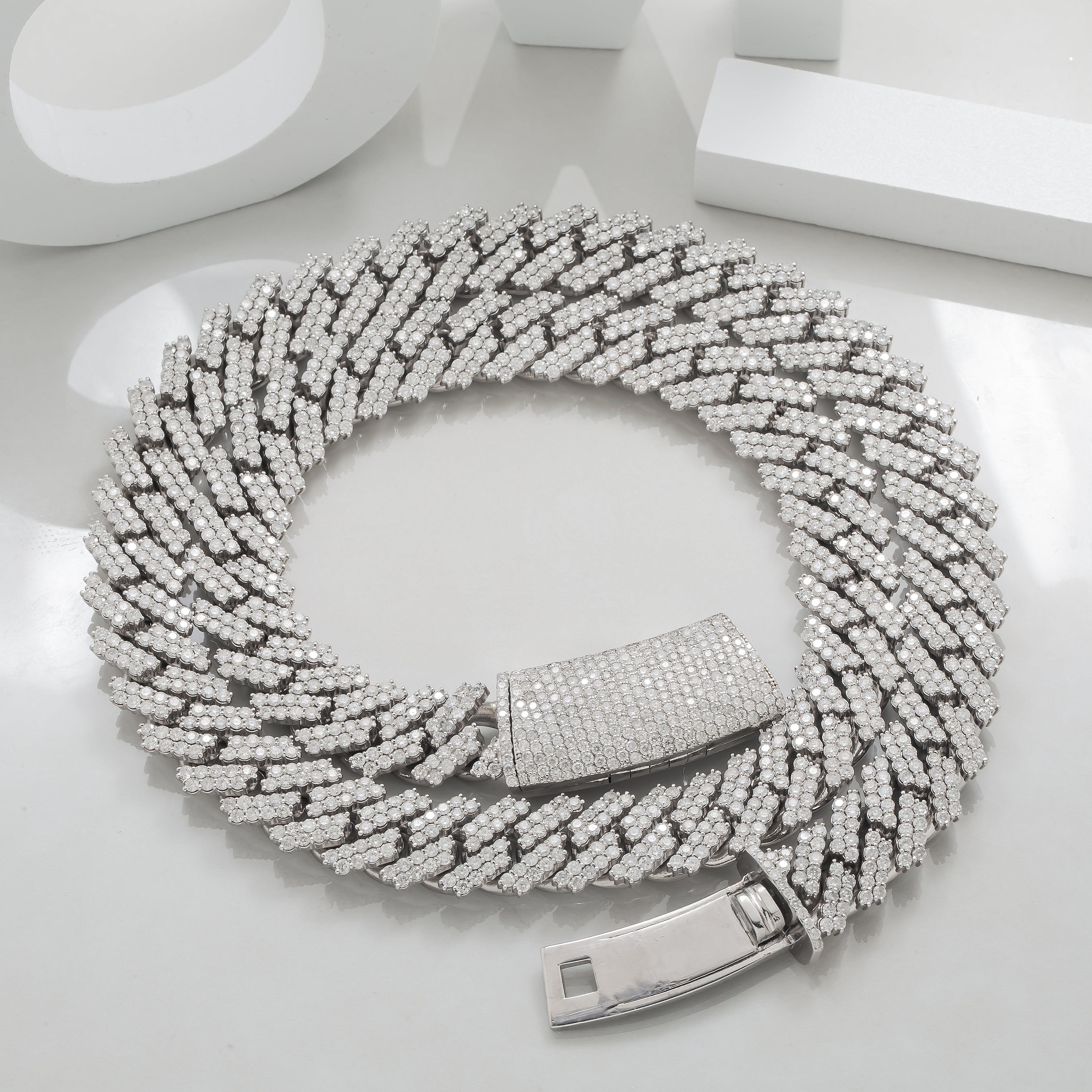 14K WHITE GOLD DIAMOND 22"/14MM CUBAN LINK CHAIN 34.57 CT