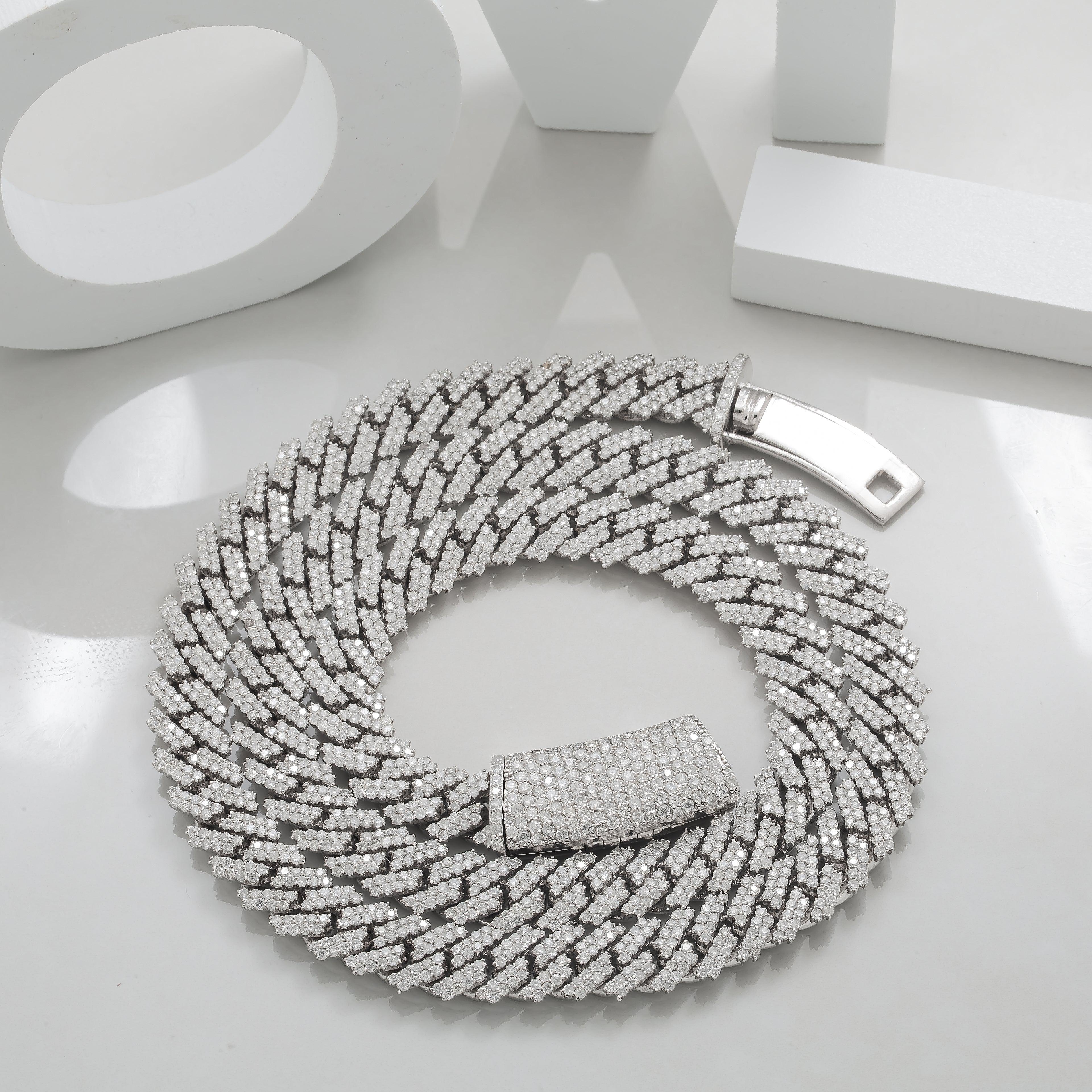 10K WHITE GOLD DIAMOND 22"/12MM CUBAN LINK CHAIN 21.35 CT