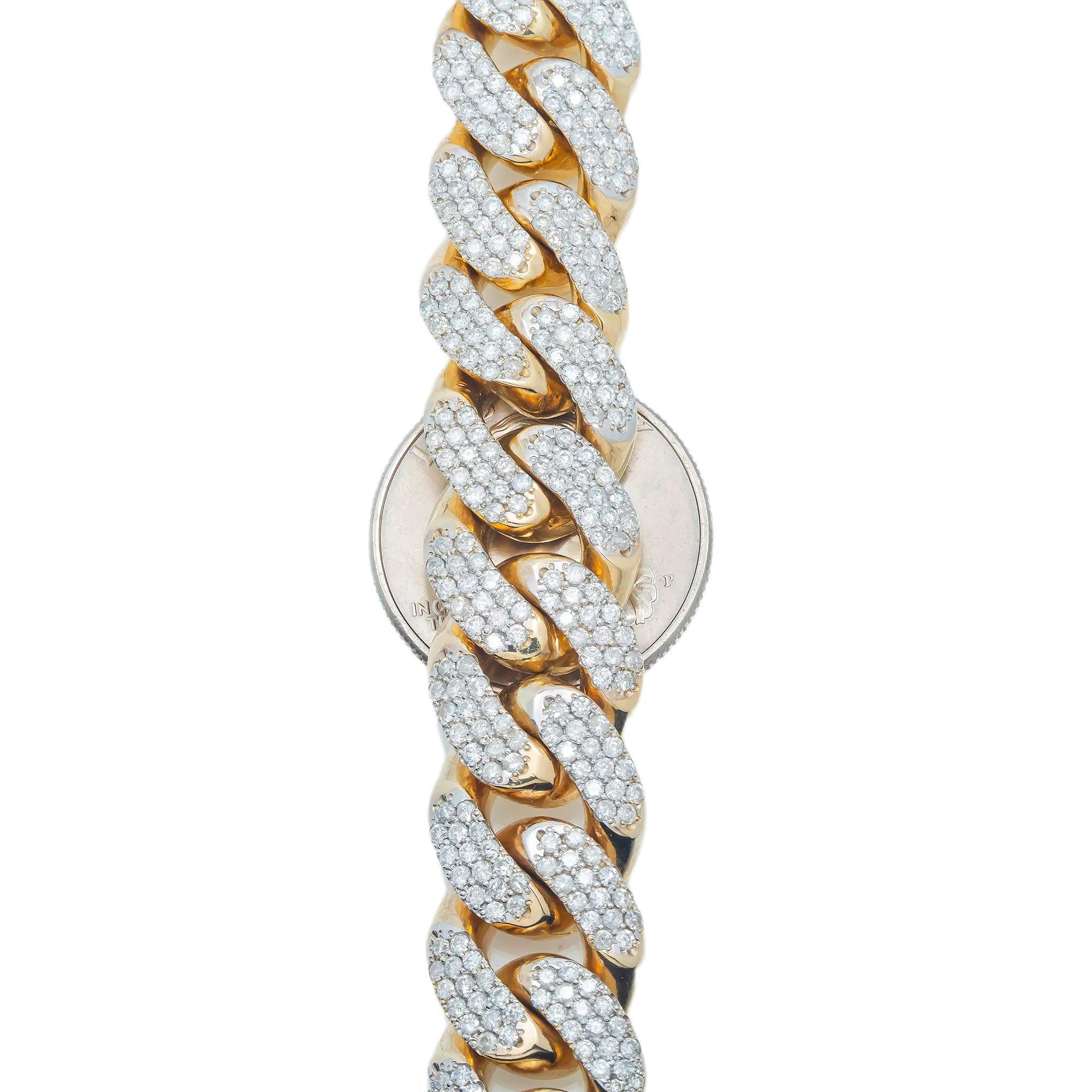14K GOLD DIAMOND 15MM CUBAN LINK CHAIN 32.20 CT