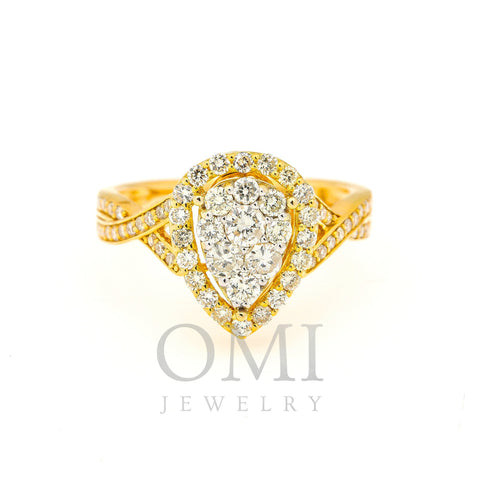 14K YELLOW GOLD PEAR CLUSTER ENGAGEMENT LADIES RING WITH 1.62 CT DIAMONDS