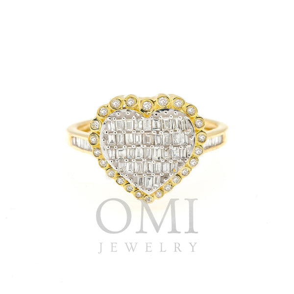 14K YELLOW GOLD LADIES HEART RING WITH 0.95 CT DIAMONDS