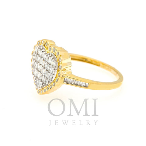 14K YELLOW GOLD LADIES HEART RING WITH 0.95 CT DIAMONDS