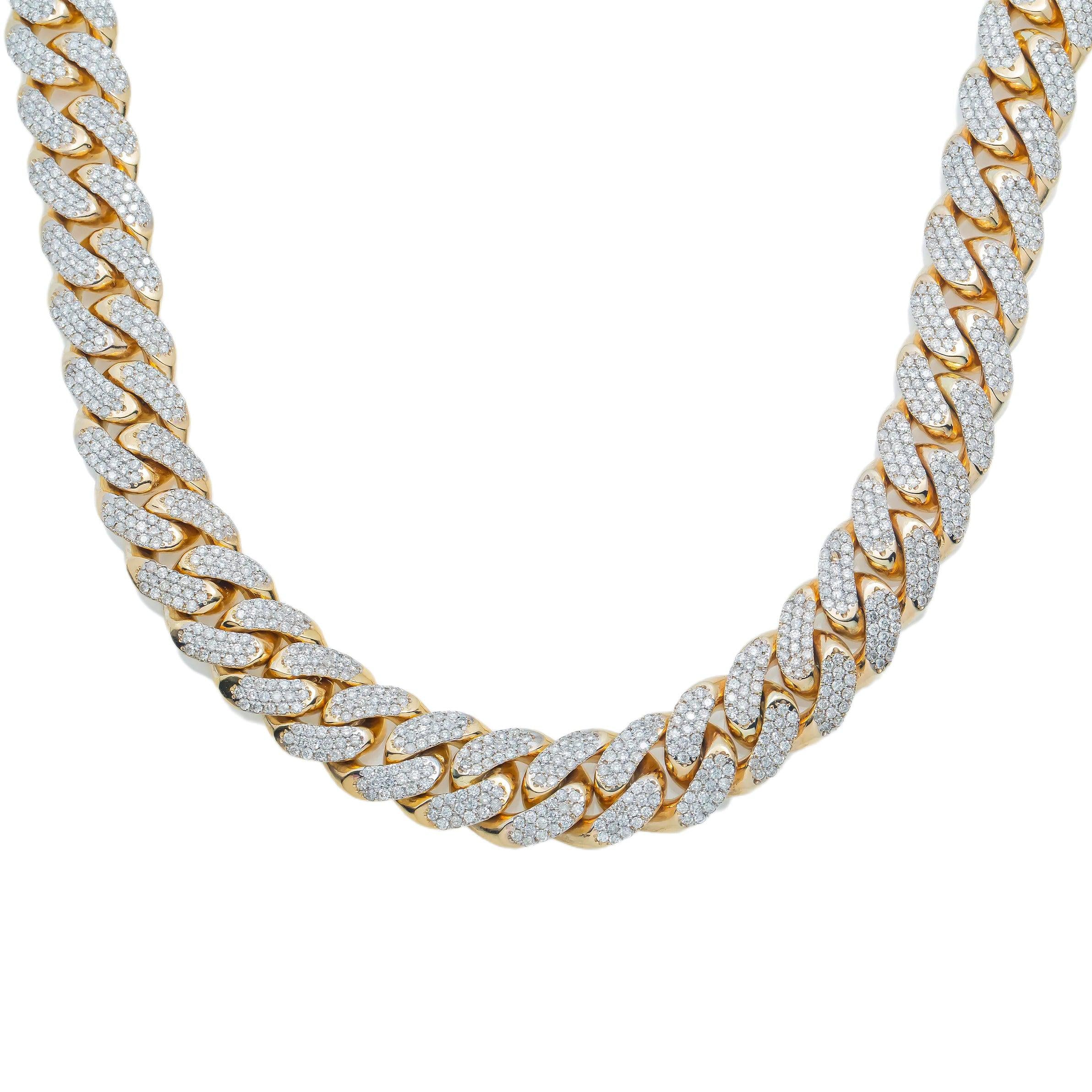 14K GOLD DIAMOND 15MM CUBAN LINK CHAIN 32.20 CT