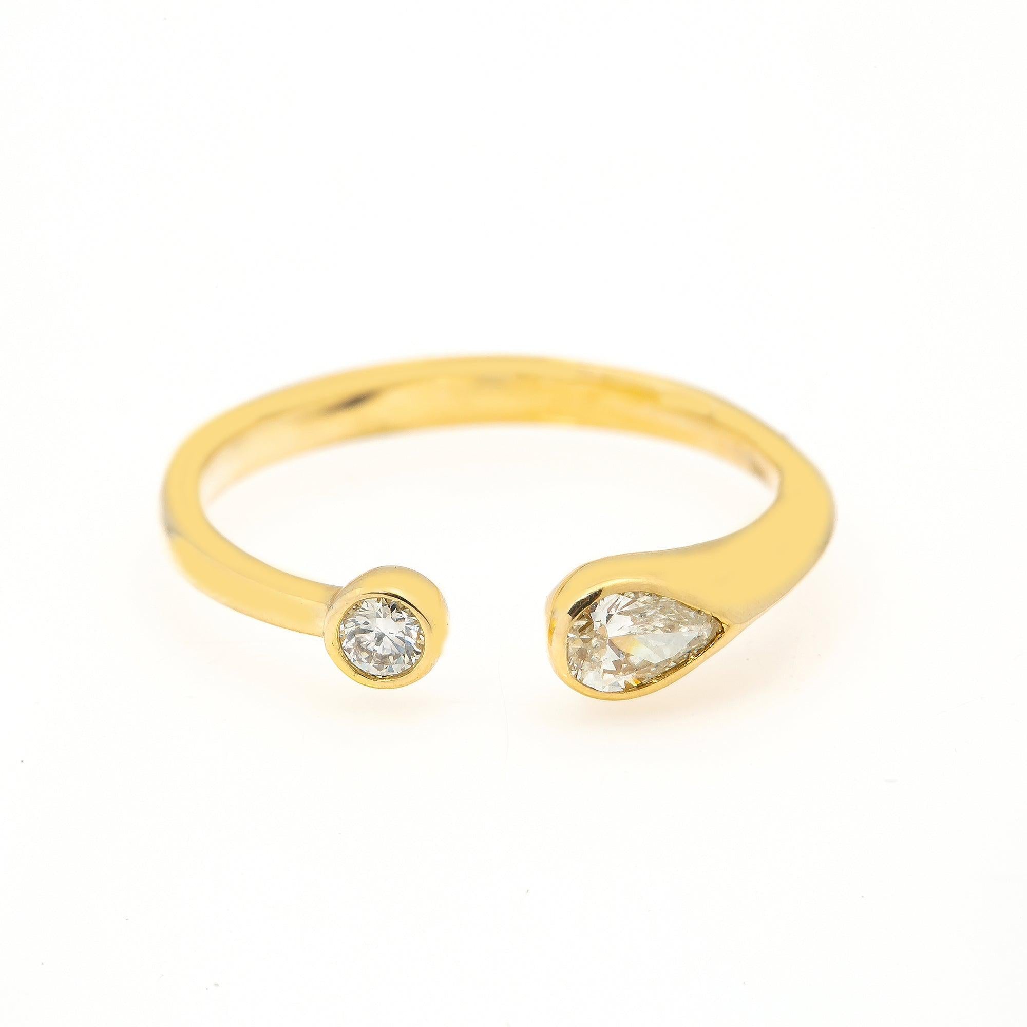 14K YELLOW GOLD TWO STONE OPEN RING WITH 0.45 CT DIAMONDS