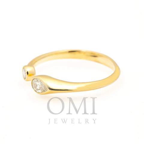 14K YELLOW GOLD TWO STONE OPEN RING WITH 0.45 CT DIAMONDS