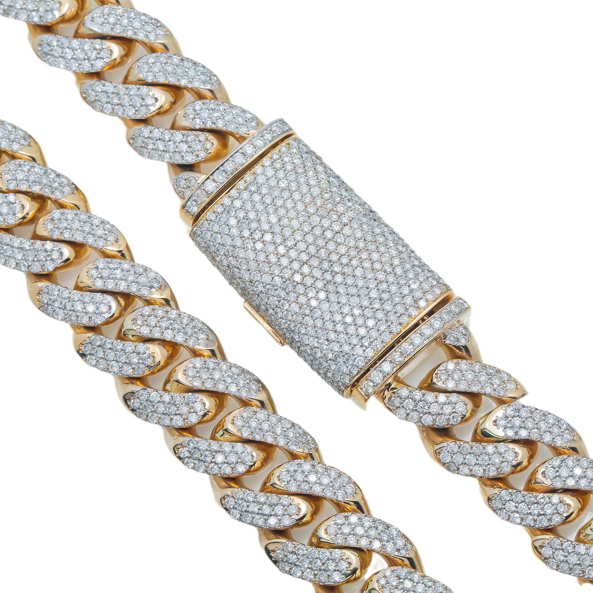 14K GOLD DIAMOND 15MM CUBAN LINK CHAIN 32.20 CT
